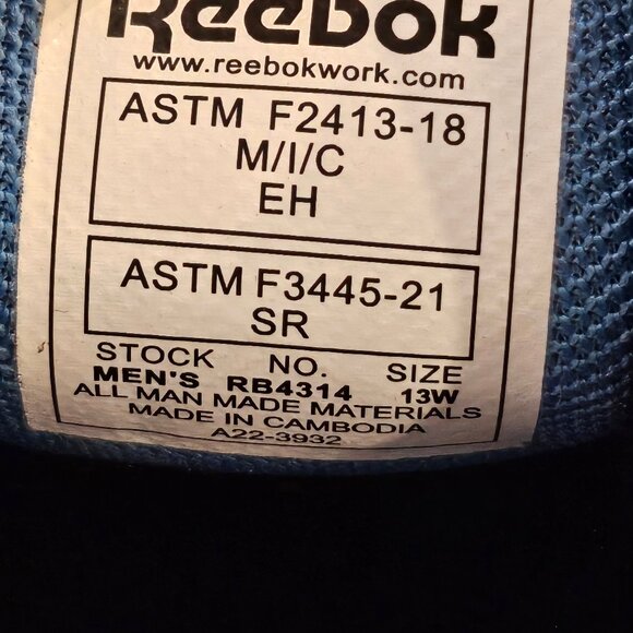 New Reebok Fusion Flexweave Athletic Work Shoes RB4314 Men's 13 Wide Safety Toe - Picture 7 of 10